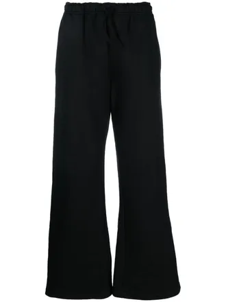 032c logo-print flared track pants - men - Organic Cotton - S - Black