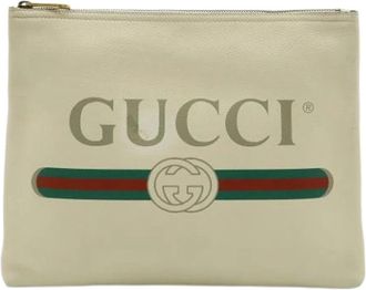 Gucci Pre-owned Clutch Tas - Heren - Vintage Clutch - Beige - ONE Size - Leer - Vintage