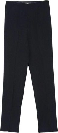 Emporio Armani Broek van scheerwol met ribbelbreisel en rechte pijpen - Dames - Broeken - Blauw - Maat: XS Wol