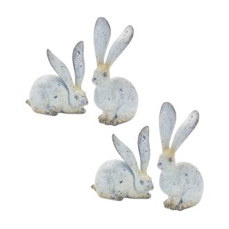 Melrose International Weathered Stone Rabbit Statue with Distressed Finish (Set of 4) - Grey, Brown