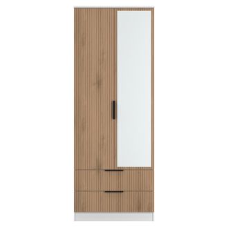 Lewis's Java Tall 2 Door 2drw Mirrored Robe in Slatted Effect / White - Ready Assembled - Lewiss Home | TJ Hughes