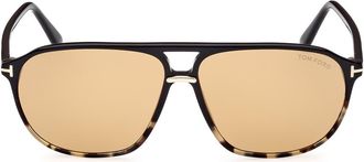 Tom Ford Bruce 61mm Navigator Sunglasses in Shiny Tortoise Black /Smoke at Nordstrom Rack