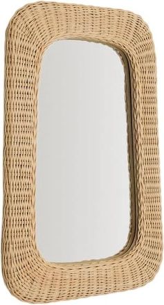 K Home Design Wandspiegel Ziltano mit Rahmen aus Rattan, 59 x 38 cm