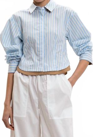 SIMKHAI Boone Combo Shirt In Hydrangea Blue Stripe
