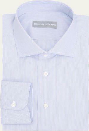 Bergdorf Goodman Mens Cotton Pencil Stripe Spread Collar Dress Shirt