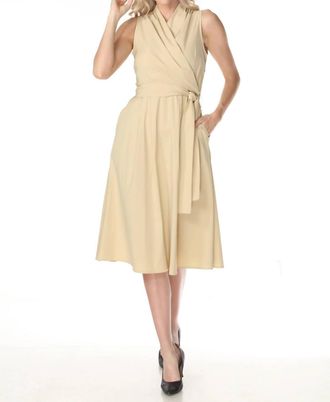 Joseph Ribkoff Belted Poplin Midi Wrap Dress In Flax