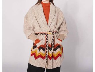 Astrid Bonaroo Belt Jacket In Beige Combo