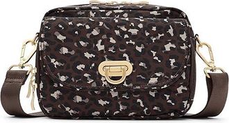 Baggallini Coastal Flip Lock Camera Bag Crossbody Cross Body Womens Handbags Ganache Cheetah Gold Hardware, Nylon