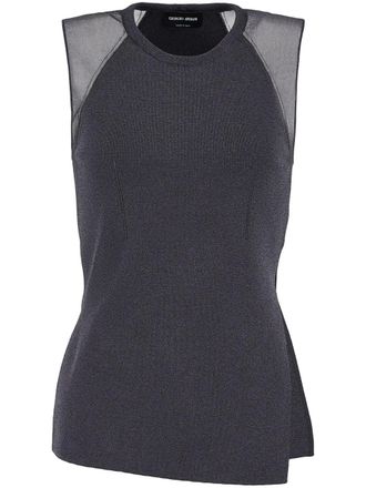Giorgio Armani semi-sheer sleeveless knitted top - women - Polyester/Polyamide/Viscose/Elastane - 46 - Black