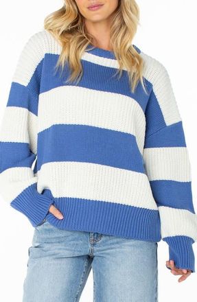 Roxy West Side Stripe Sweater in Dutch Blue at Nordstrom, Size Xx-Large