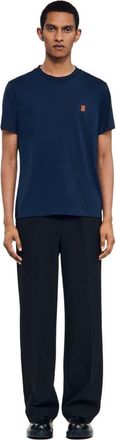 Sandro Leather logo T-shirt in Navy Blue at Nordstrom, Size Xx-Large
