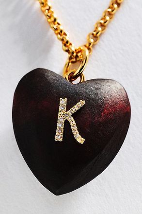 Timeless Pearly Wood Initial Pendant Necklace