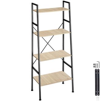 TecTake Estanter&iacute;a industrial, 4 estantes 61,5 x 36,5 x 150 cm madera clara