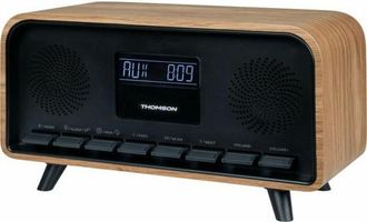 Thomson Radio-r&eacute;veil Bluetooth Thomson Vintage Cosy - 30w, Radio Fm, Double Alarme, &Eacute;cran Lcd, Chargeur Usb-c, Alim. 230v