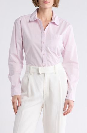 Seven 7 Cotton Poplin Button-Up Shirt in Lavender Fog at Nordstrom Rack, Size X-Large