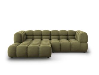 Cosmopolitan Design Sof&aacute; esquinero modular izquierdo 3 plazas de terciopelo verde claro