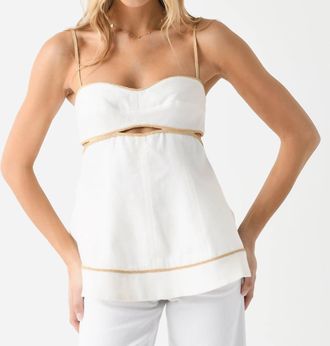 Clea Orla Piping Trim Top In Off White
