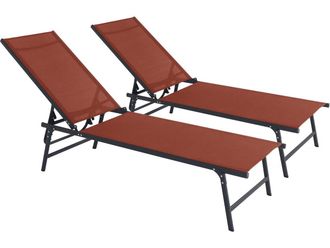 Habitat et Jardin Juego De 2 Tumbonas Met&aacute;licas sublima - 180 X 54 X 104 Cm - Terracota