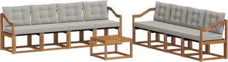 vidaXL Conjunto De Sof&aacute;s De Exterior 9 Uds. Gris Natural Y Claro Vidaxl