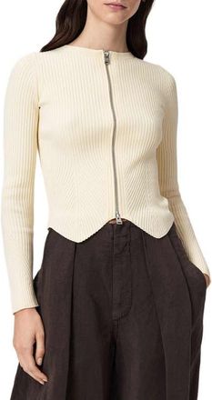 AllSaints Cruz Zip Cardigan in Antique White at Nordstrom, Size X-Small