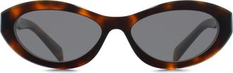 Prada Oval Womens Juniper Tortoise Grey PR26ZS - Brown - One Size