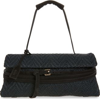 Moschino Tie Me East/West Shoulder Bag in 00A Black/Black at Nordstrom