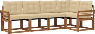 vidaXL Conjunto De Sof&aacute;s De Exterior 5 Uds. Natural Y Beige Vidaxl