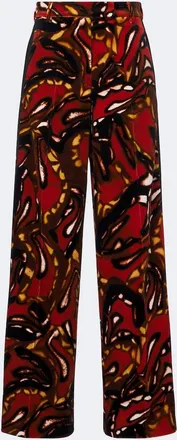 Dries Van Noten Printed cotton-blend wide-leg pants
