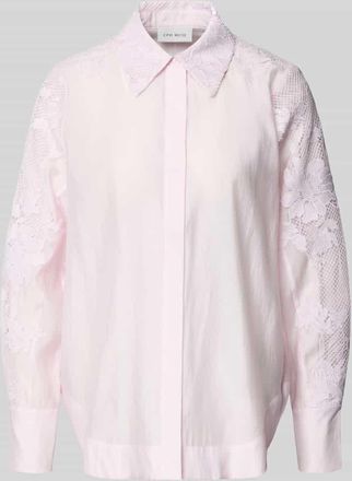 Copenhagen Muse Relaxed Fit Bluse mit Spitze und verdeckter Knopfleiste in Hellrosa, Gr&ouml;&szlig;e XL
