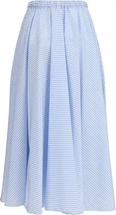 Crida Milano Womens Striped Long Skirt Locorotondo Light Blue Cotton
