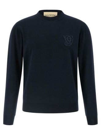Valentino Blue Logo Embroidery Sweater