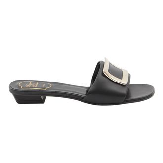 Roger Vivier VivChoc Buckle Leren Slide - Dames - Schoenen - Zwart - Maat: 39 EU Leer