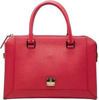 MCM Pre-owned Handbags, female, Red, Size: ONE SIZE Pre-owned Leather Tote Bag
