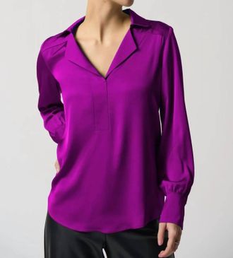 Joseph Ribkoff Notched Collar Top In Opulence