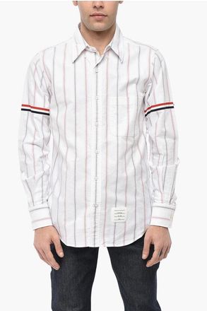 Thom Browne Striped Shirt With Pocket And Button-Down Collar size Xxs