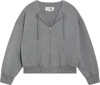 Maison Margiela Sweatshirt met distressed rits - Dames - Vesten met rits - Grijs - M - Katoen - Hoodies & sweatvesten