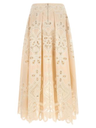 Elie Saab Carving Embroidery Skirt - Cream