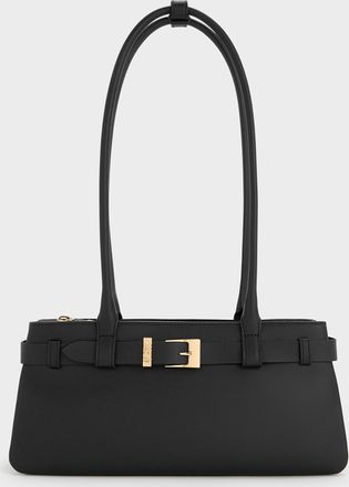 Charles & Keith Jody Genuine Leather Belted Shoulder Bag