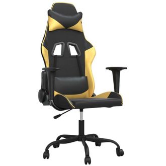 vidaXL Silla Gaming Cuero Sint&eacute;tico Negro Y Dorado Vidaxl