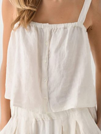 Velvet Quin Linen Tank Top In White