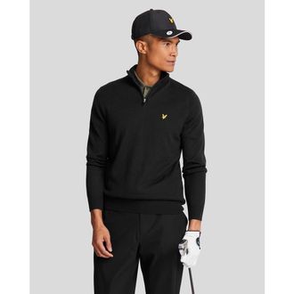 Lyle & Scott Golf Quarter Zip Merino Sweater in Jet Black at Nordstrom, Size Xx-Large
