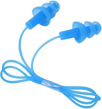 OEM Tapones Para Los O&iacute;dos Para Nadar - Tapones De Silicona Reutilizables Con Cord&oacute;n - Aptos Para Duchas En La Piscina (azul)