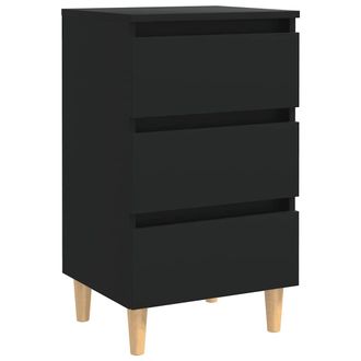 vidaXL Comodino Con Gambe In Legno Massello Nero 40x35x69 Cm - Vidaxl