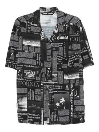 Palm Angels newspaper-print shirt - men - Viscose - 54 - Black