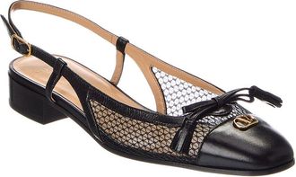 Valentino Valet Du Roi 25 Mesh & Leather Slingback Ballet Flat