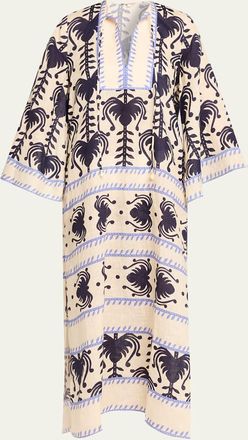 Johanna Ortiz Wild Savannah Shell-Embellished Midi Tunic Dress