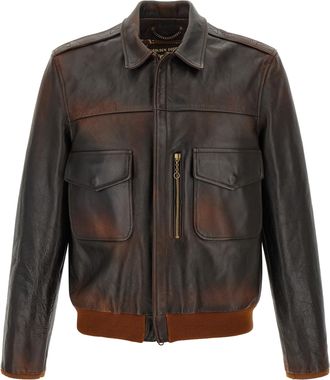 Golden Goose Brown Cowhide Leather Mens Jacket