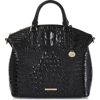 Brahmin Large Duxbury Croc Embossed Leather Satchel in Black at Nordstrom