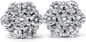 Pompeii3 1ct Pave Fire Diamond Studs 14K White Gold Lab Grown