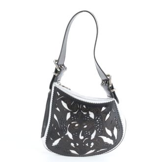 Fendi Black Silver Leather Handbag Shoulder Bag Tote Bag (Pre-Owned)